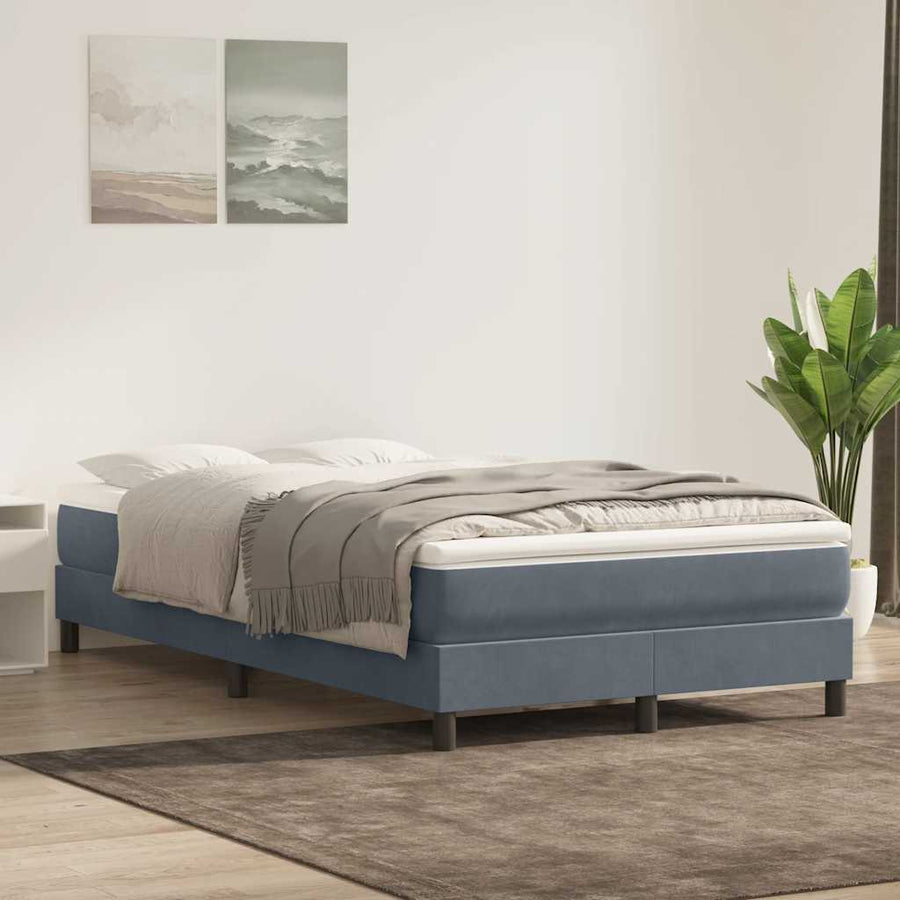 Boxspring zonder matras fluweel donkergrijs 120x210 cm