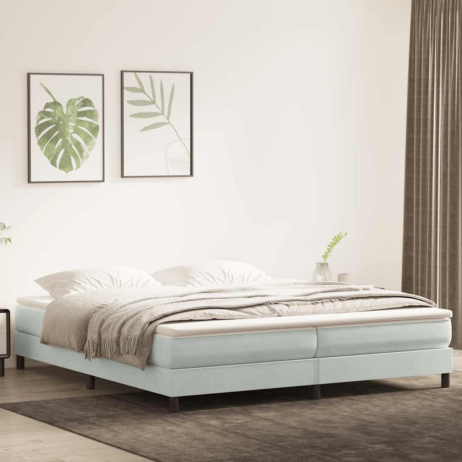 Boxspring zonder matras fluweel lichtgrijs 200x210 cm