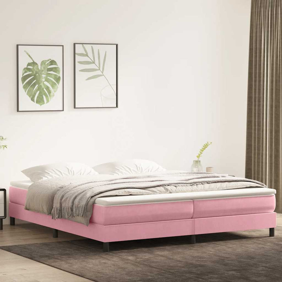 Boxspring zonder matras fluweel roze 200x210 cm