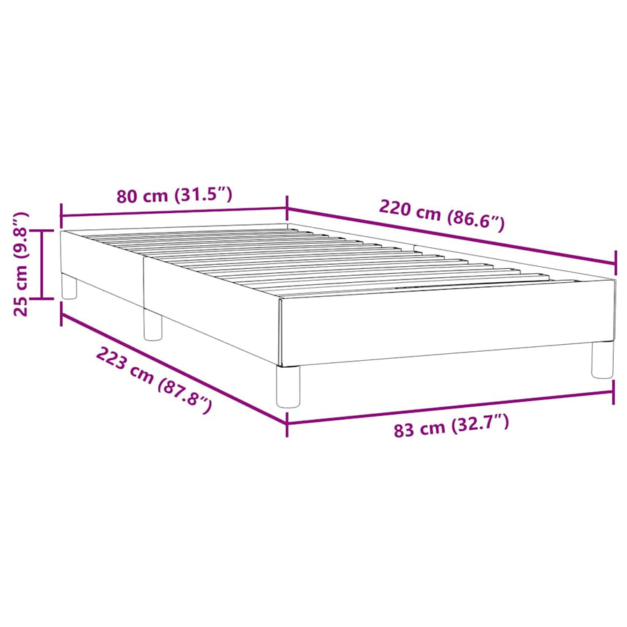 Boxspring zonder matras fluweel zwart 80x220 cm