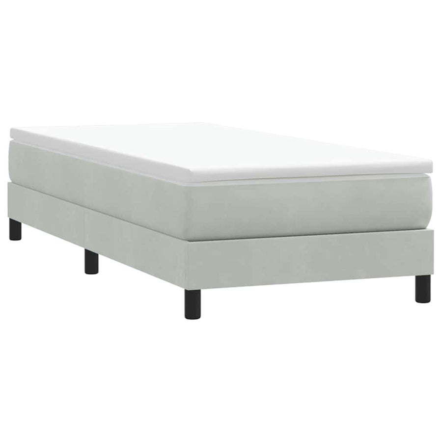 Boxspring zonder matras fluweel lichtgrijs 90x220 cm