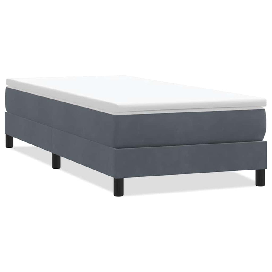 Boxspring zonder matras fluweel donkergrijs 90x220 cm