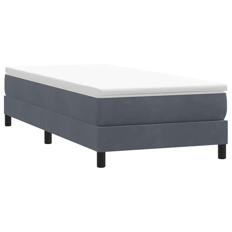 Boxspring zonder matras fluweel donkergrijs 90x220 cm