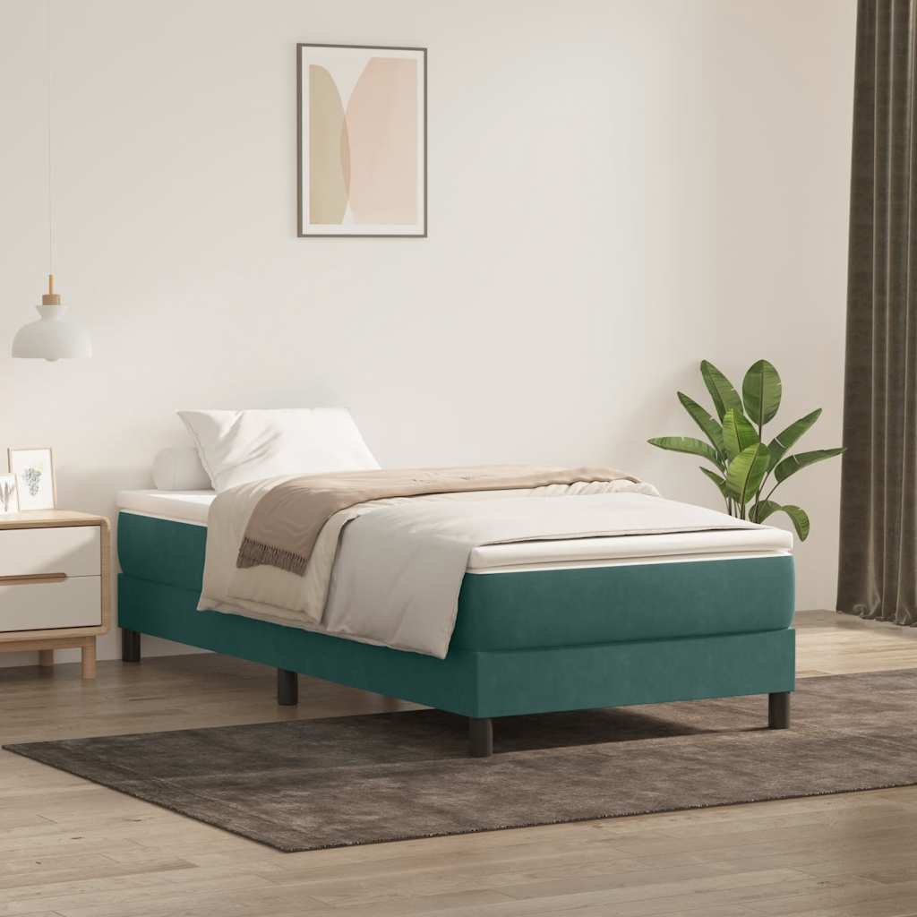Boxspring zonder matras fluweel donkergroen 90x220 cm