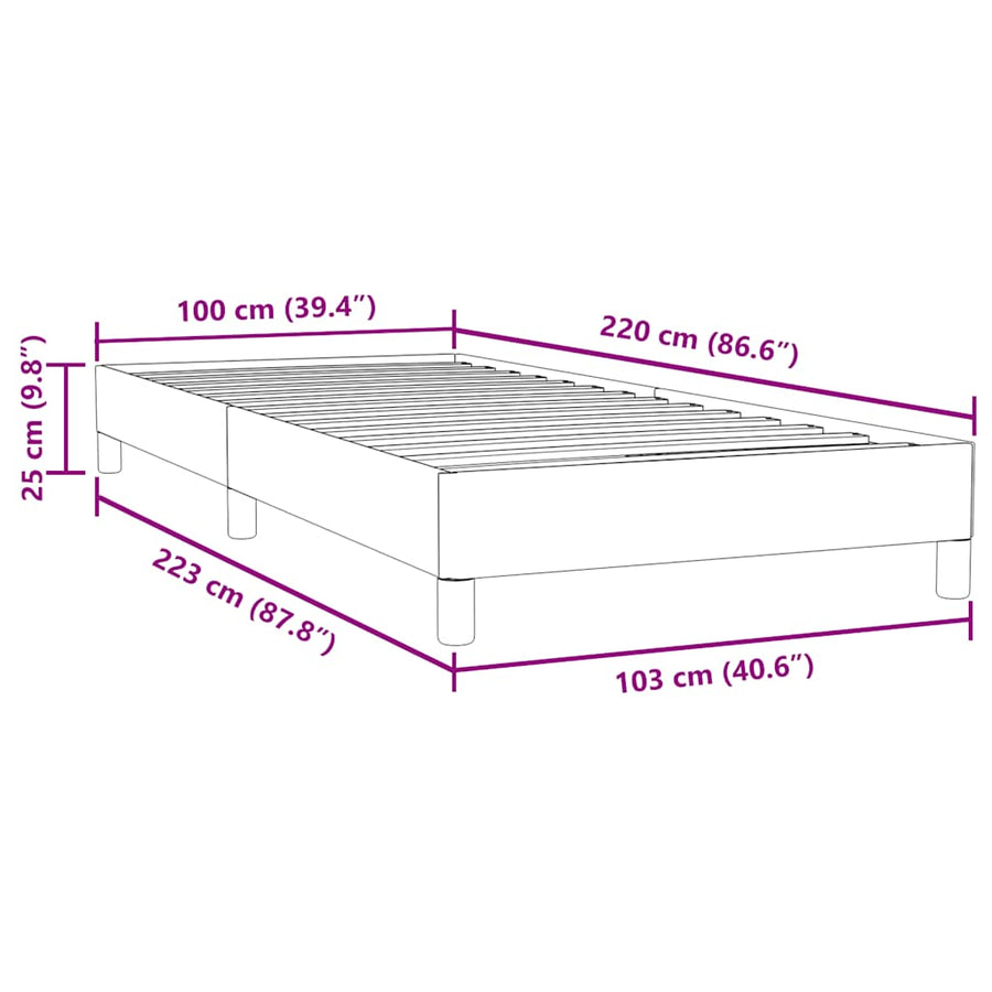 Boxspring zonder matras fluweel lichtgrijs 100x220 cm