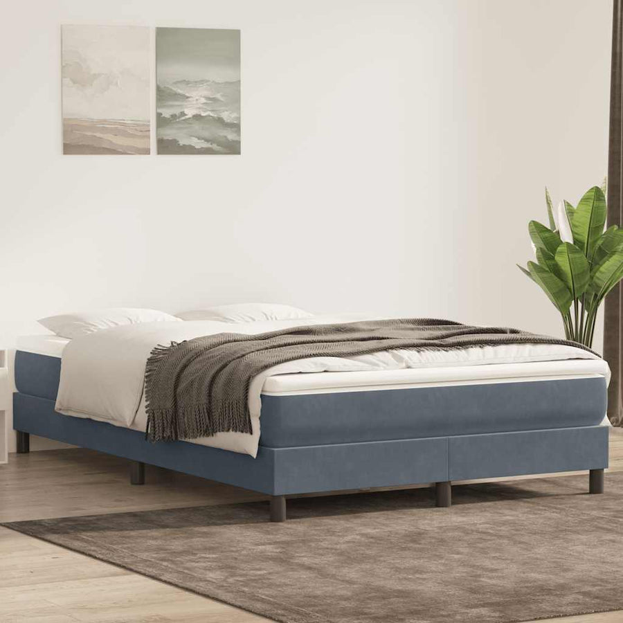 Boxspring zonder matras fluweel donkergrijs 140x220 cm