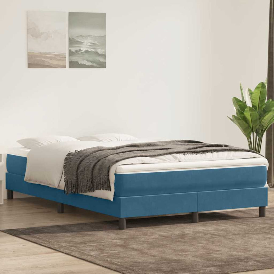Boxspring zonder matras fluweel donkerblauw 140x220 cm