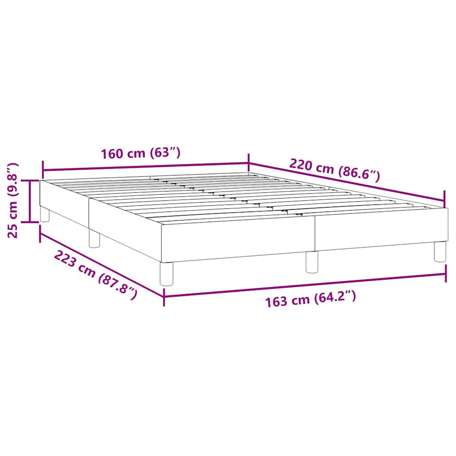 Boxspring zonder matras fluweel donkergrijs 160x220 cm