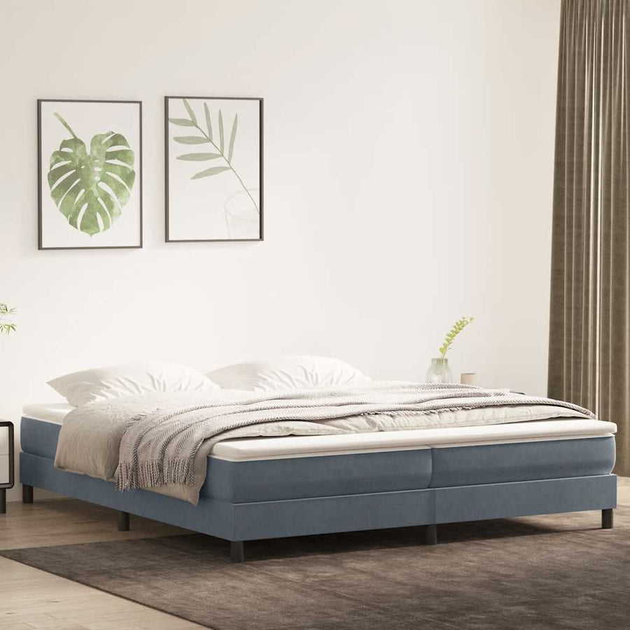 Boxspring zonder matras fluweel donkergrijs 200x220 cm