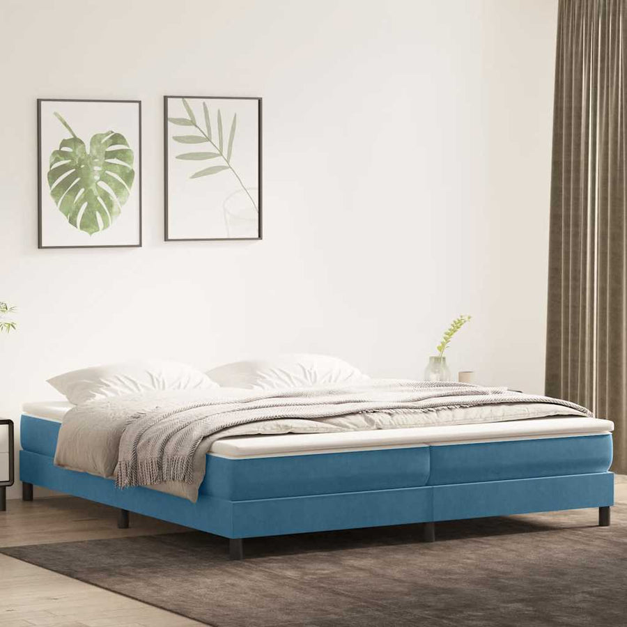 Boxspring zonder matras fluweel donkerblauw 200x220 cm