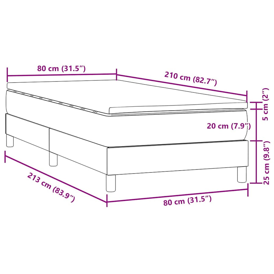 Boxspring met matras fluweel lichtgrijs 80x210 cm