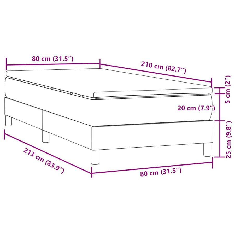 Boxspring met matras fluweel donkergrijs 80x210 cm