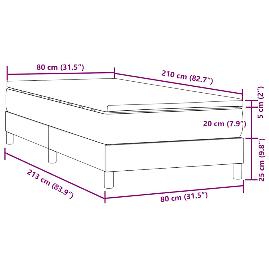 Boxspring met matras fluweel donkerblauw 80x210 cm