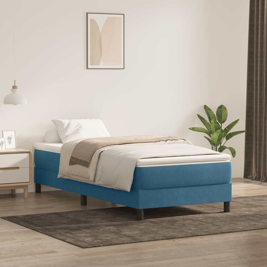Boxspring met matras fluweel donkerblauw 80x210 cm