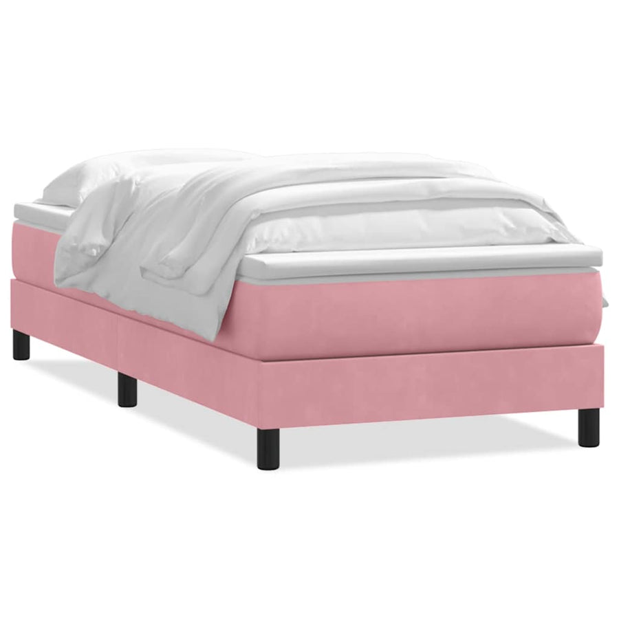 Boxspring met matras fluweel roze 90x210 cm