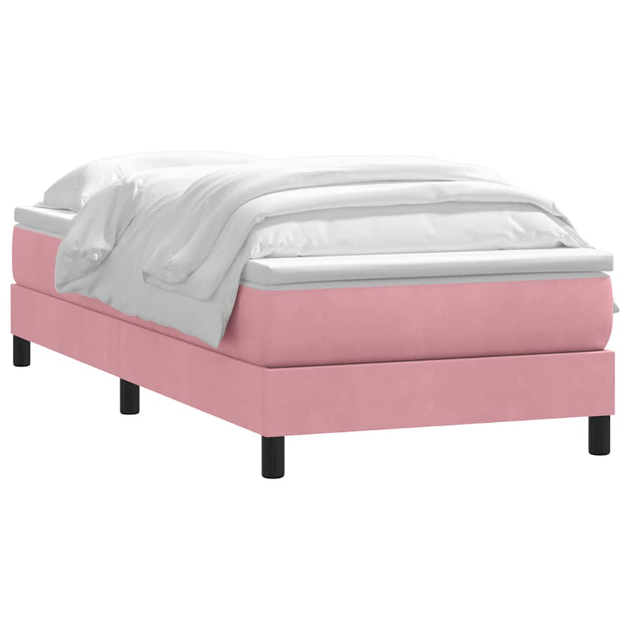 Boxspring met matras fluweel roze 90x210 cm