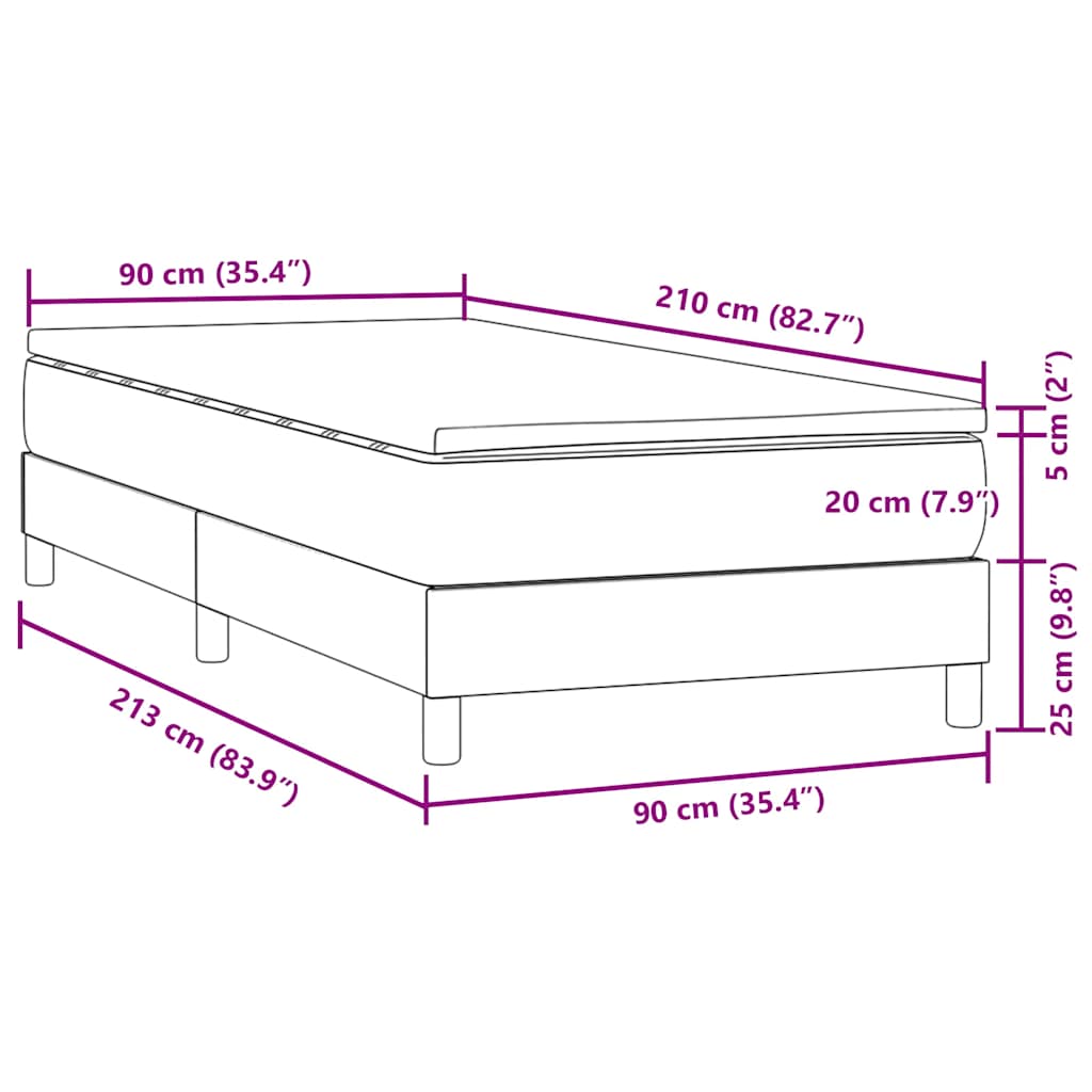 Boxspring met matras fluweel roze 90x210 cm