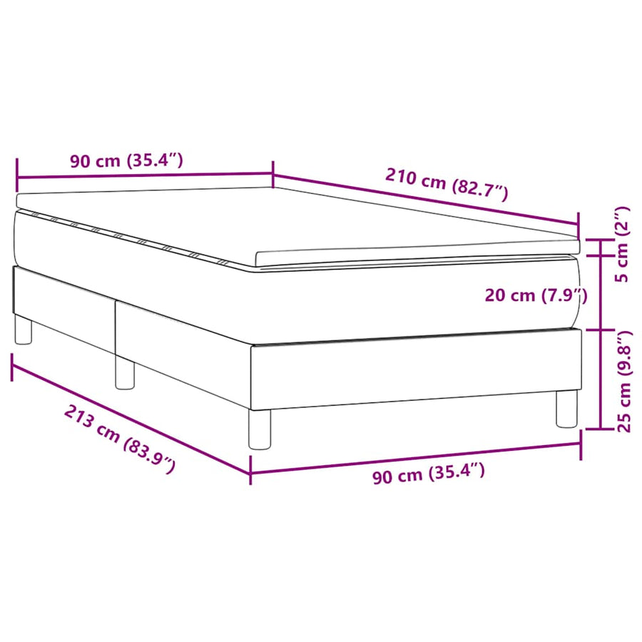 Boxspring met matras fluweel roze 90x210 cm