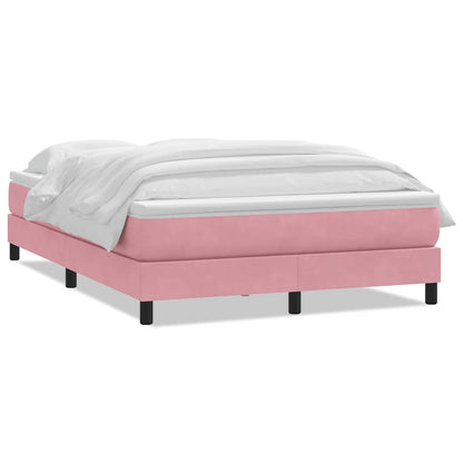Boxspring met matras fluweel roze 140x210 cm