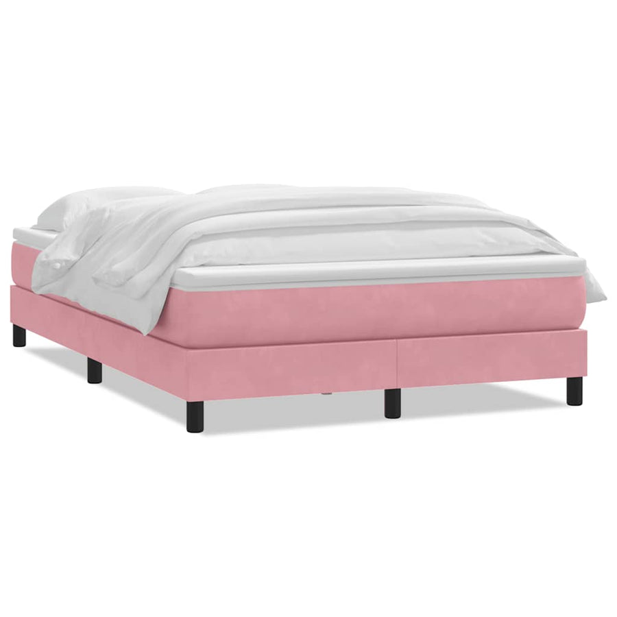 Boxspring met matras fluweel roze 140x210 cm