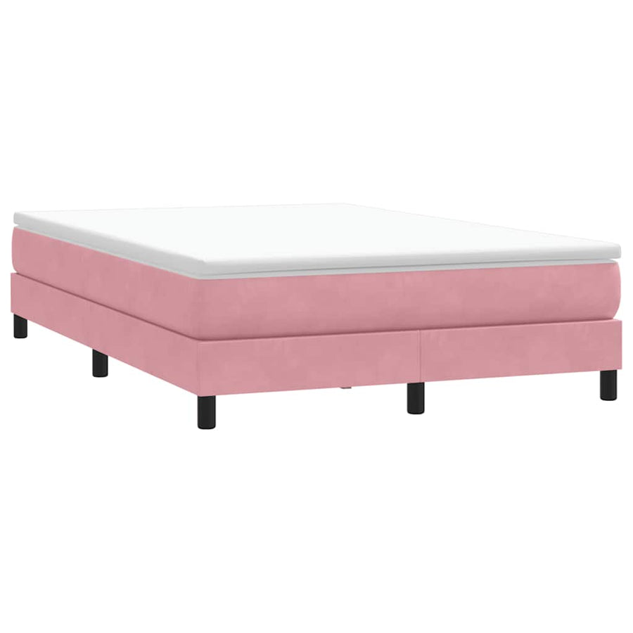 Boxspring met matras fluweel roze 140x210 cm