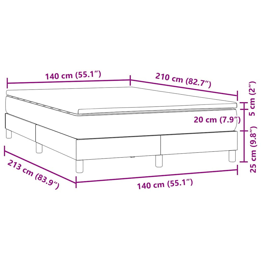 Boxspring met matras fluweel roze 140x210 cm