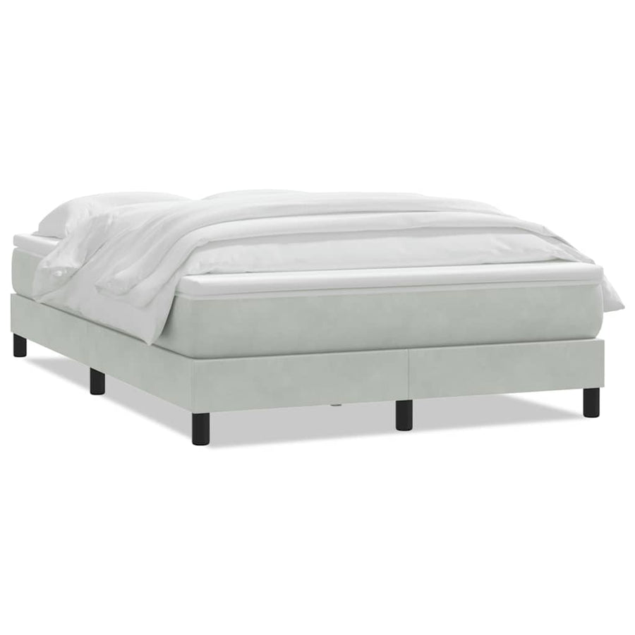 Boxspring met matras fluweel lichtgrijs 160x210 cm