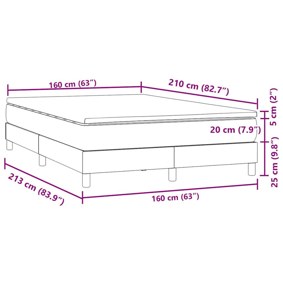 Boxspring met matras fluweel lichtgrijs 160x210 cm