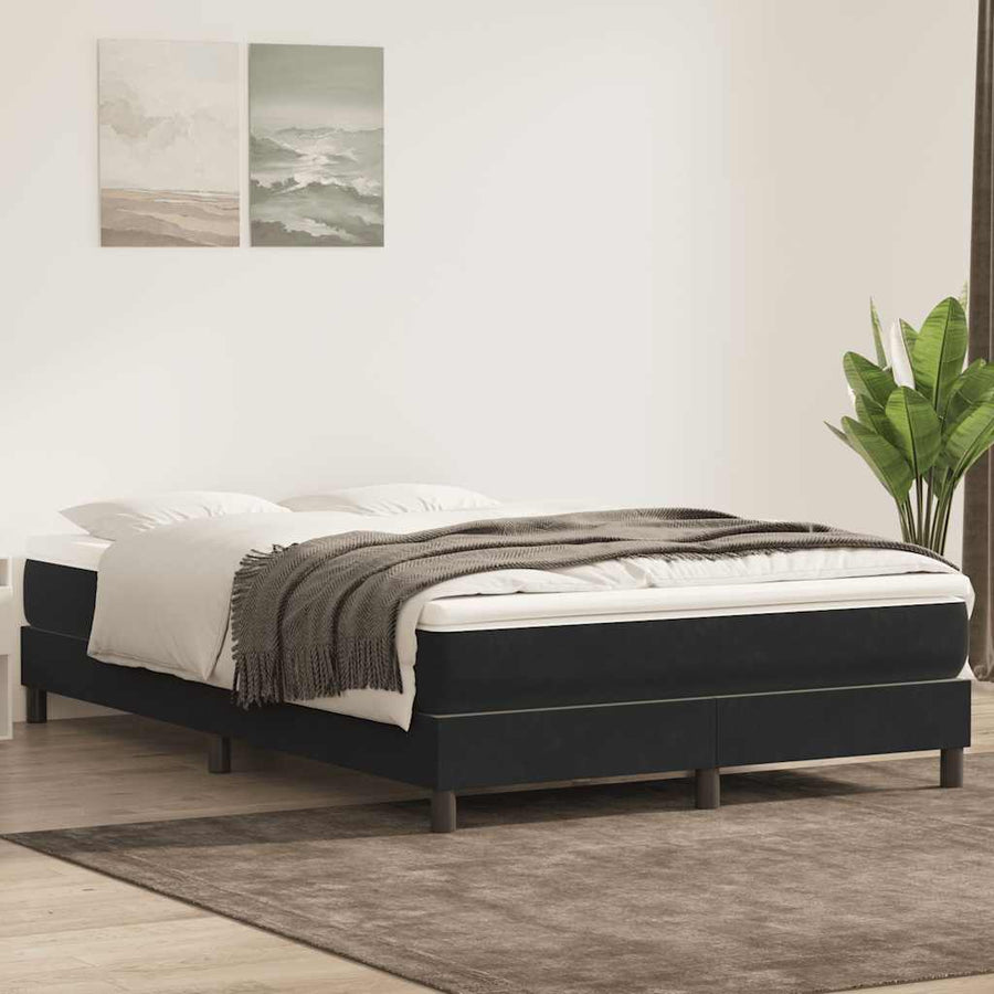 Boxspring met matras fluweel zwart 160x210 cm