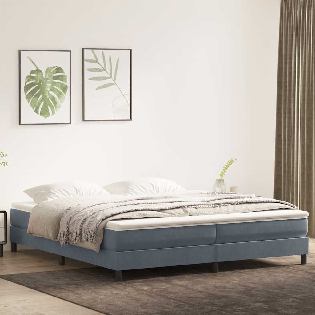 Boxspring met matras fluweel donkergrijs 180x210 cm