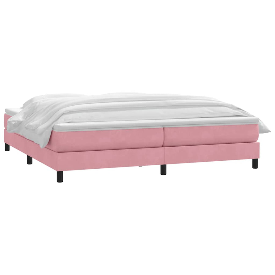 Boxspring met matras fluweel roze 180x210 cm