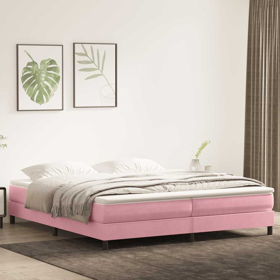 Boxspring met matras fluweel roze 180x210 cm