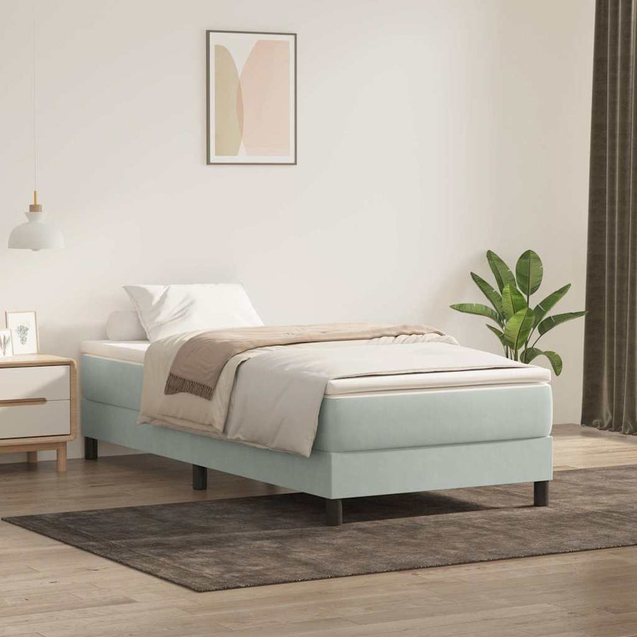 Boxspring met matras fluweel lichtgrijs 80x220 cm