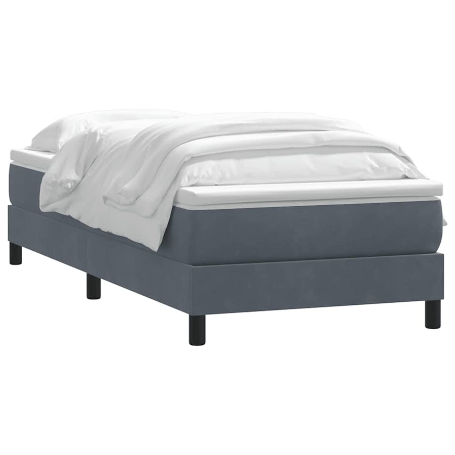 Boxspring met matras fluweel donkergrijs 80x220 cm