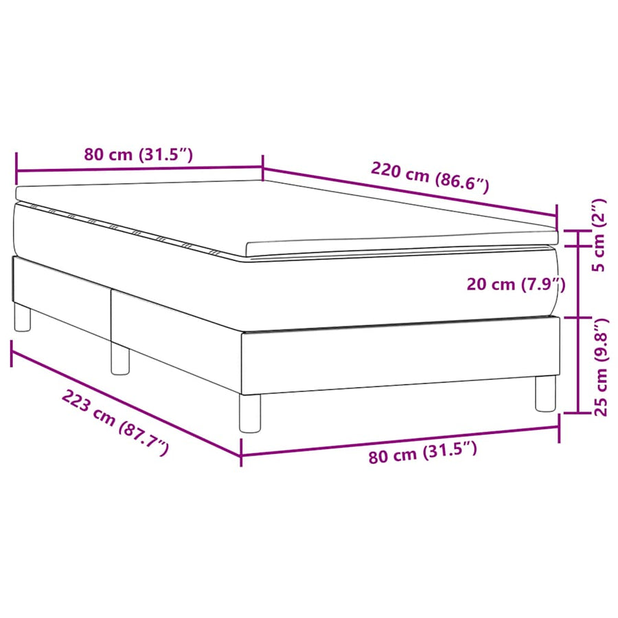 Boxspring met matras fluweel donkergrijs 80x220 cm