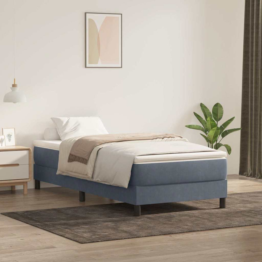 Boxspring met matras fluweel donkergrijs 80x220 cm