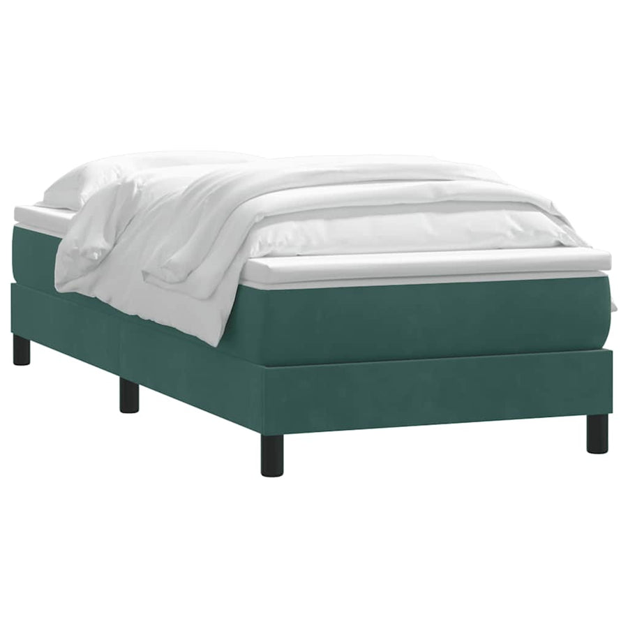 Boxspring met matras fluweel donkergroen 80x220 cm