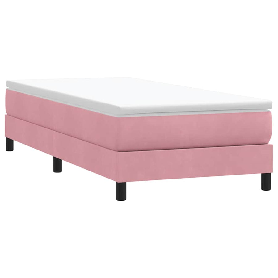 Boxspring met matras fluweel roze 80x220 cm