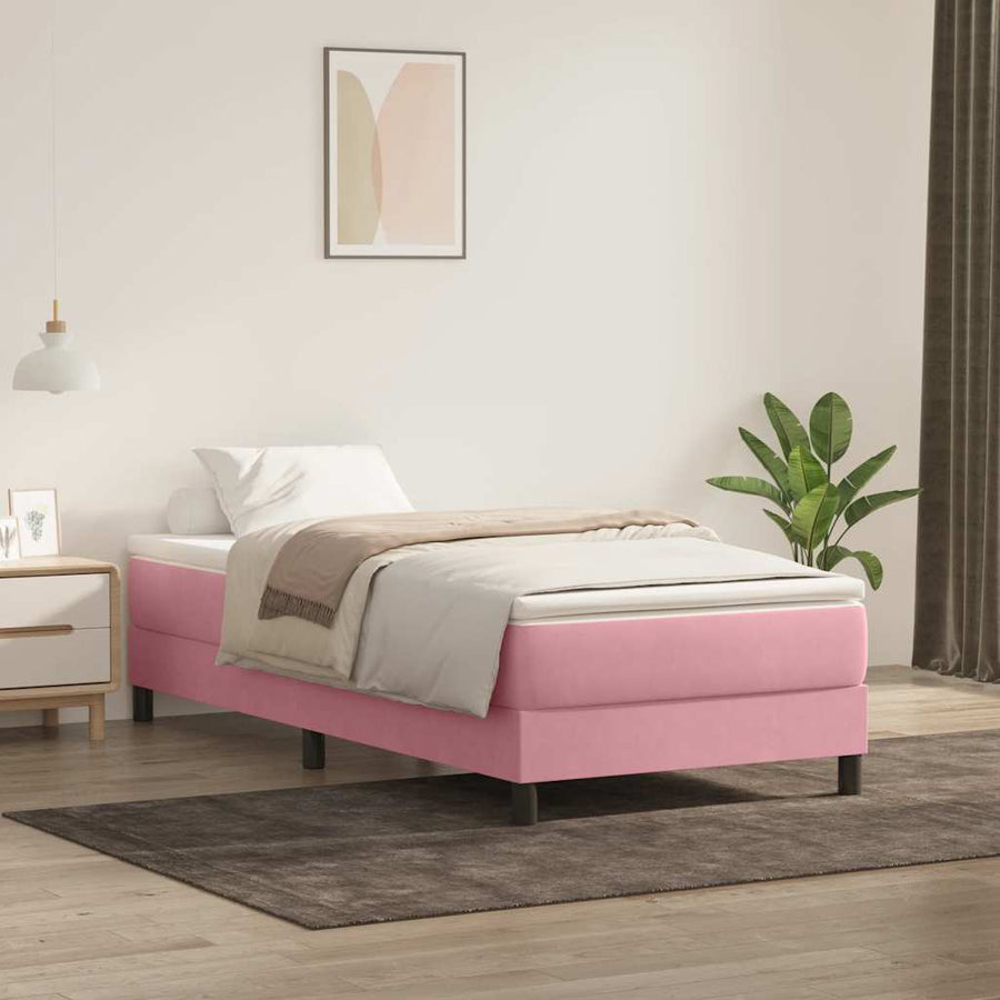 Boxspring met matras fluweel roze 80x220 cm