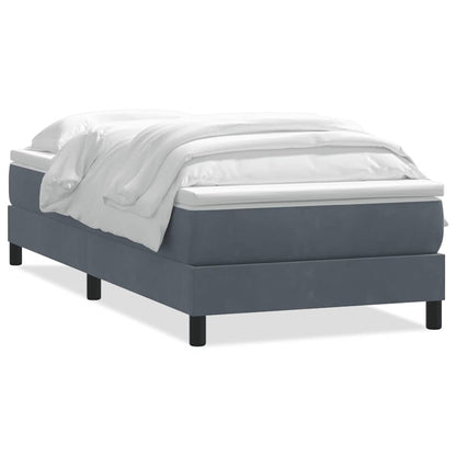 Boxspring met matras fluweel donkergrijs 90x220 cm