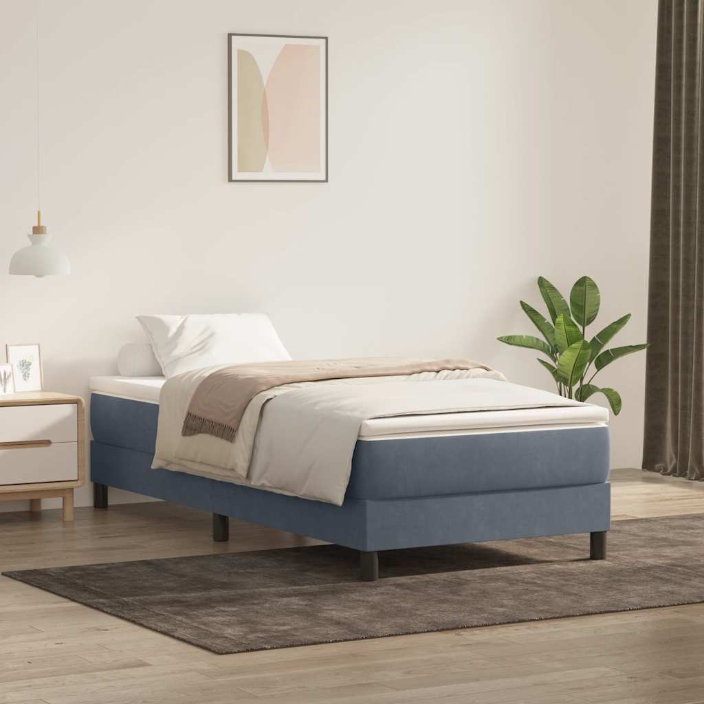 Boxspring met matras fluweel donkergrijs 90x220 cm