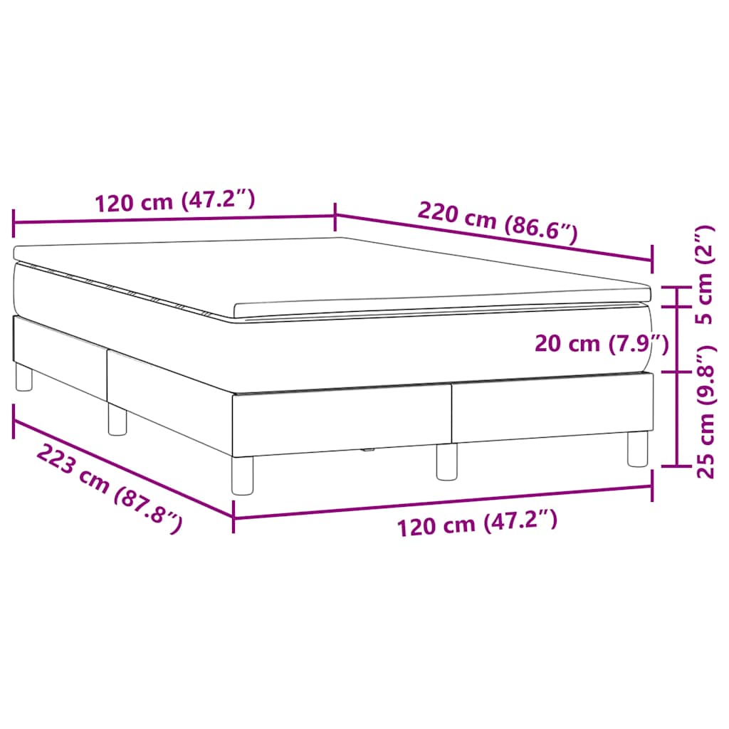 Boxspring met matras fluweel donkergrijs 120x220 cm