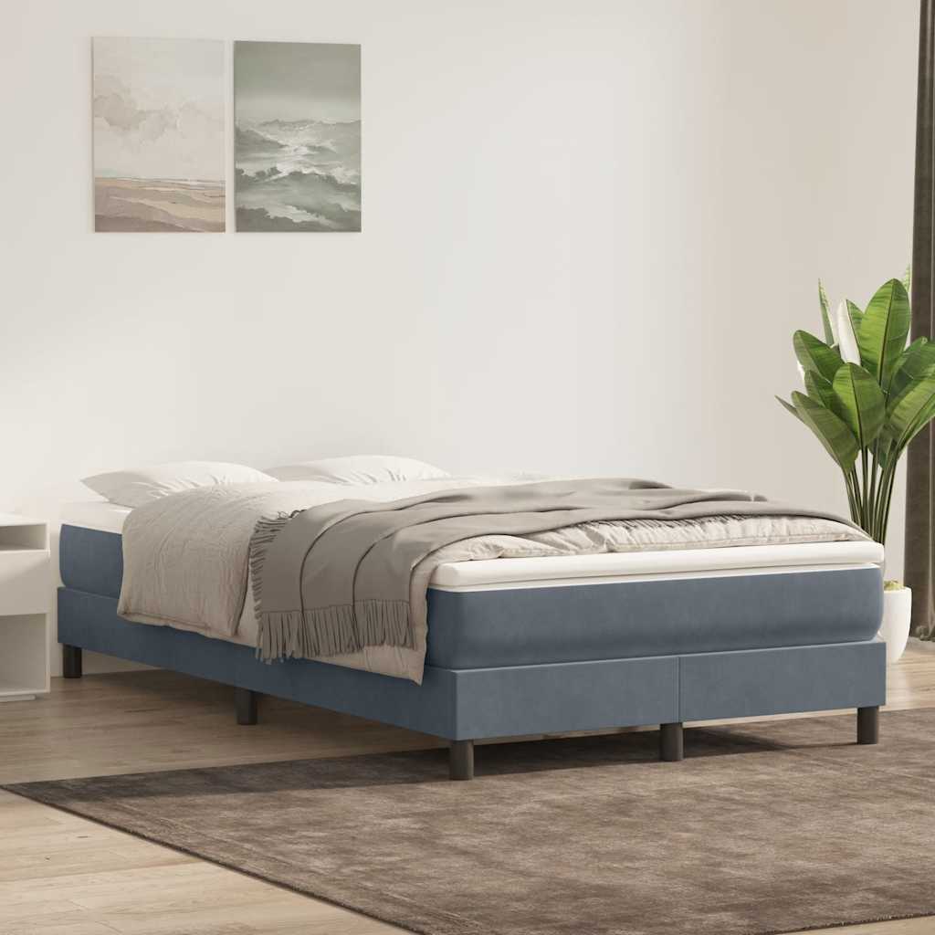 Boxspring met matras fluweel donkergrijs 120x220 cm