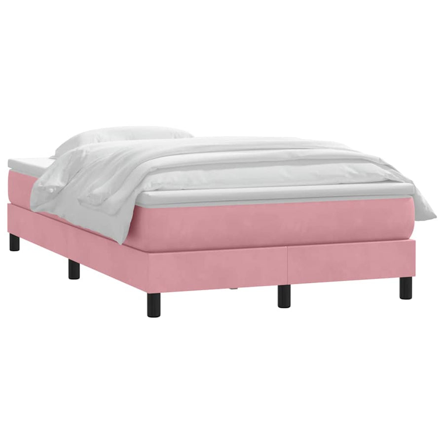 Boxspring met matras fluweel roze 120x220 cm