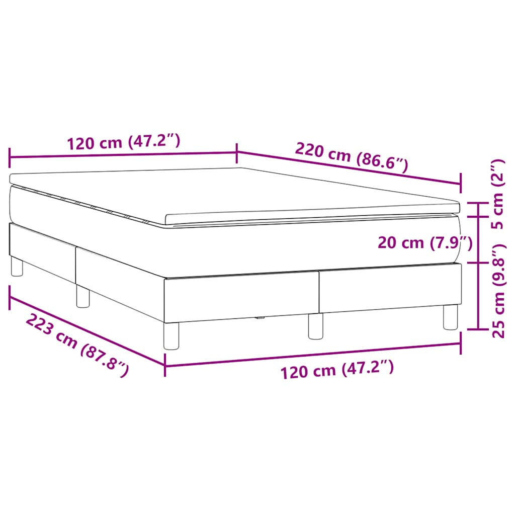 Boxspring met matras fluweel roze 120x220 cm