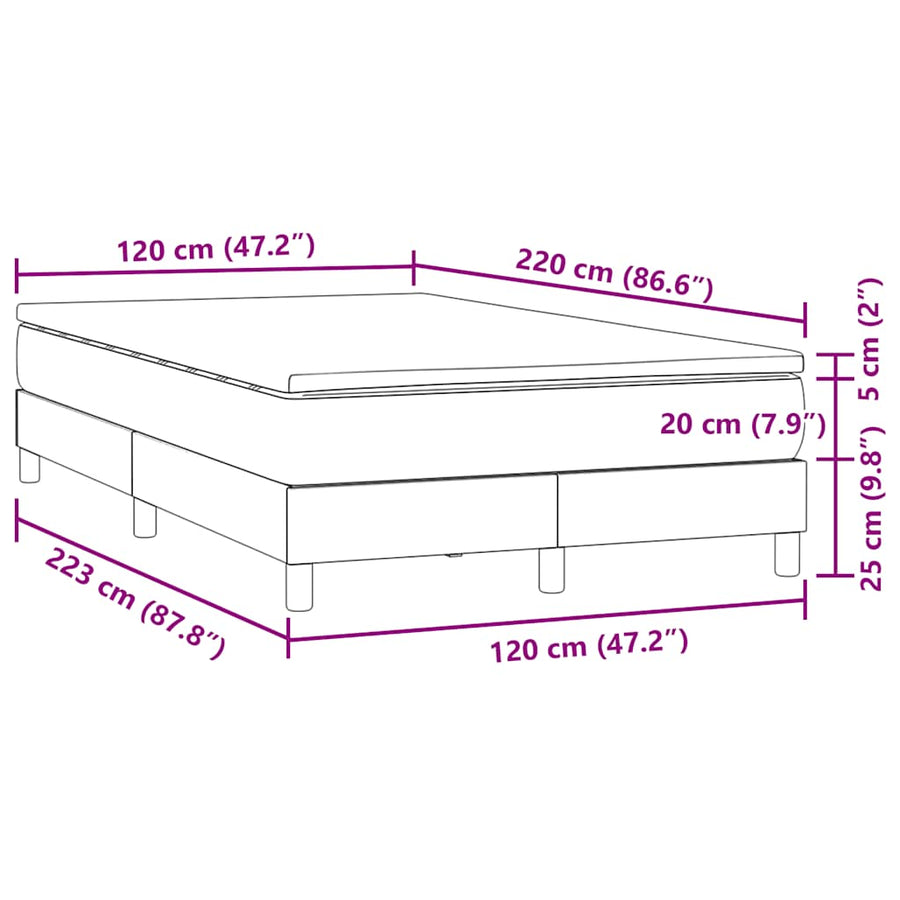 Boxspring met matras fluweel roze 120x220 cm