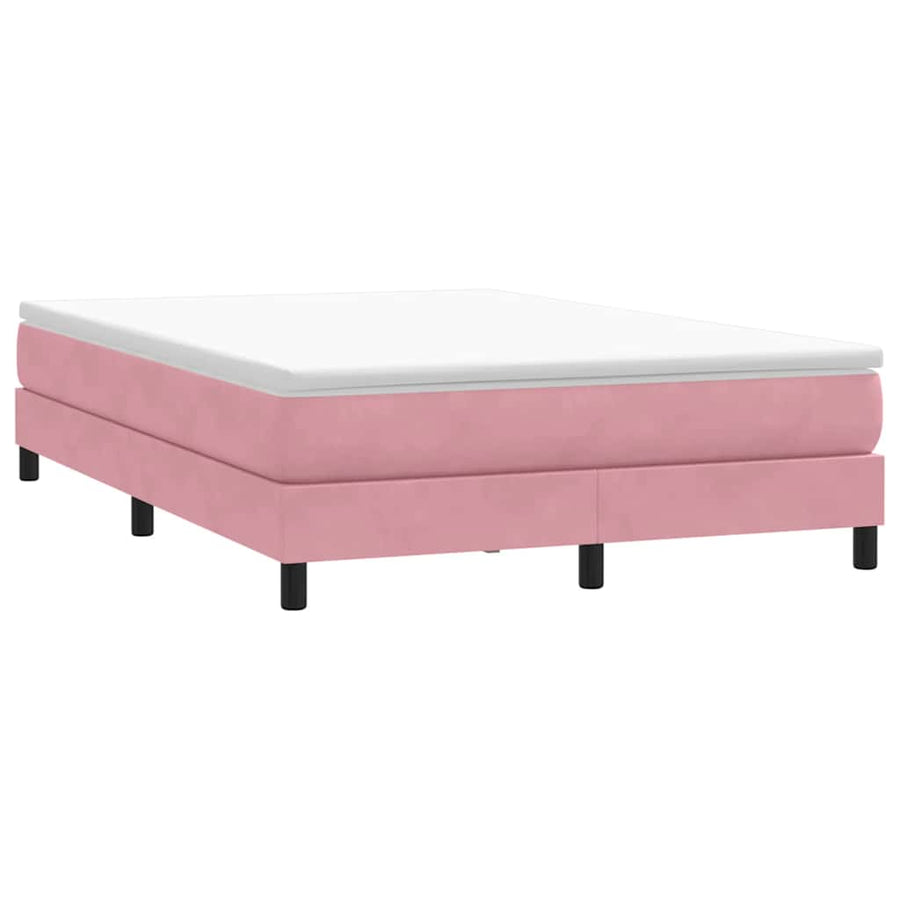Boxspring met matras fluweel roze 140x220 cm