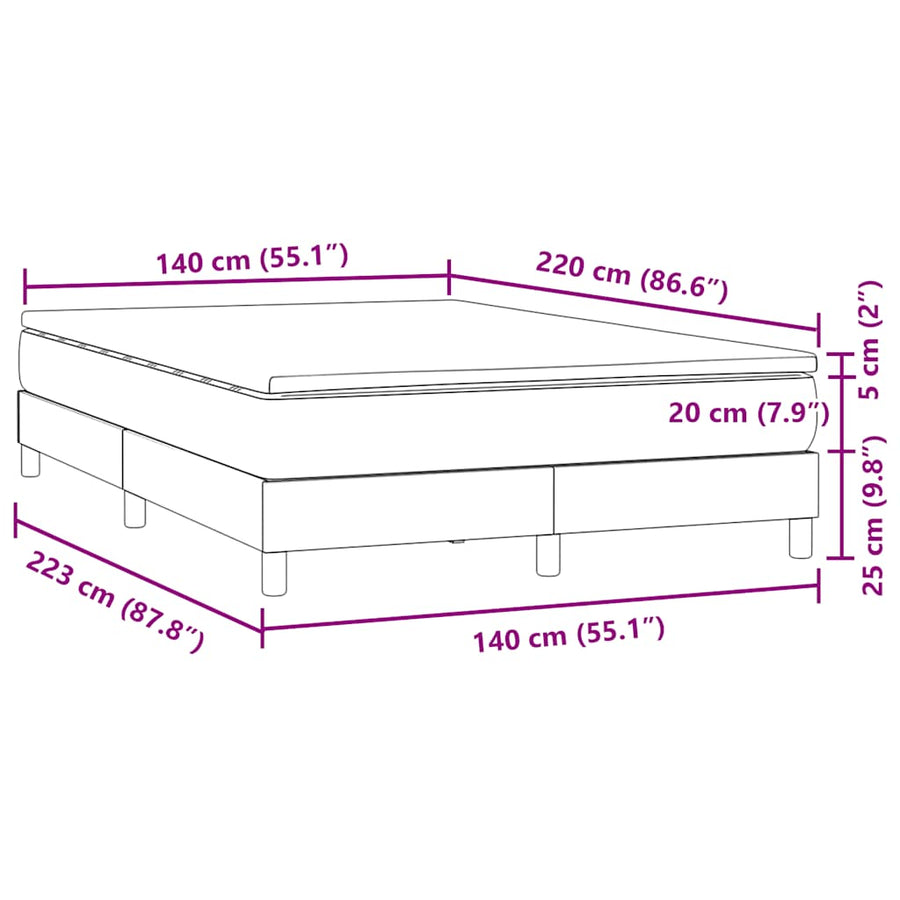 Boxspring met matras fluweel roze 140x220 cm