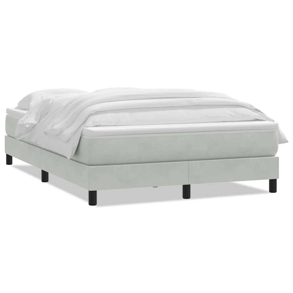 Boxspring met matras fluweel lichtgrijs 160x220 cm