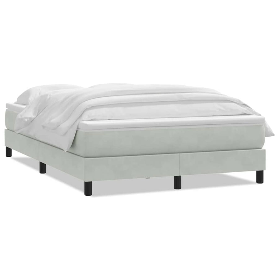 Boxspring met matras fluweel lichtgrijs 160x220 cm